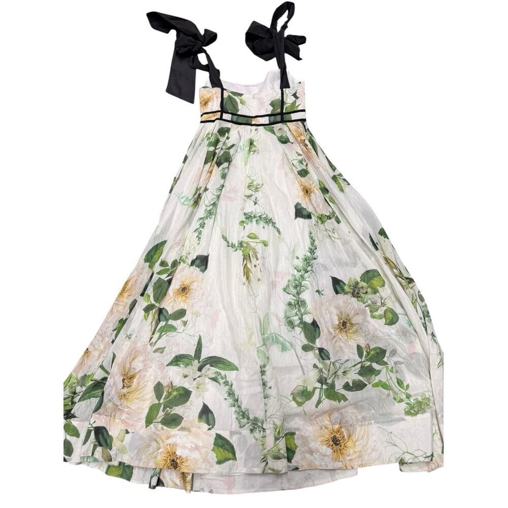 NWT Karen Millen Lydia Millen Floral Maxi Dress Silk Cotton Bow Strap 8 - Picture 10 of 12